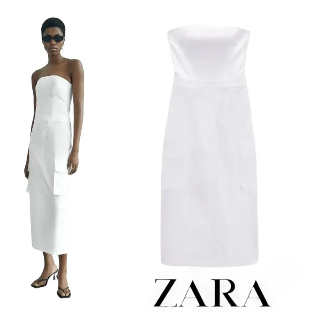 ZARA | White | STRAPLESS TRENCH COATDRESS